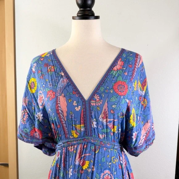 Spell Lovebird Half Moon Gown Deep Sky Blue Maxi Dress Size M Boho Festival - Picture 7 of 15
